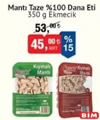 EKMECİK MANTI TAZE %100 DANA ETİ 350 G fiyat ve kampanya bilgisi